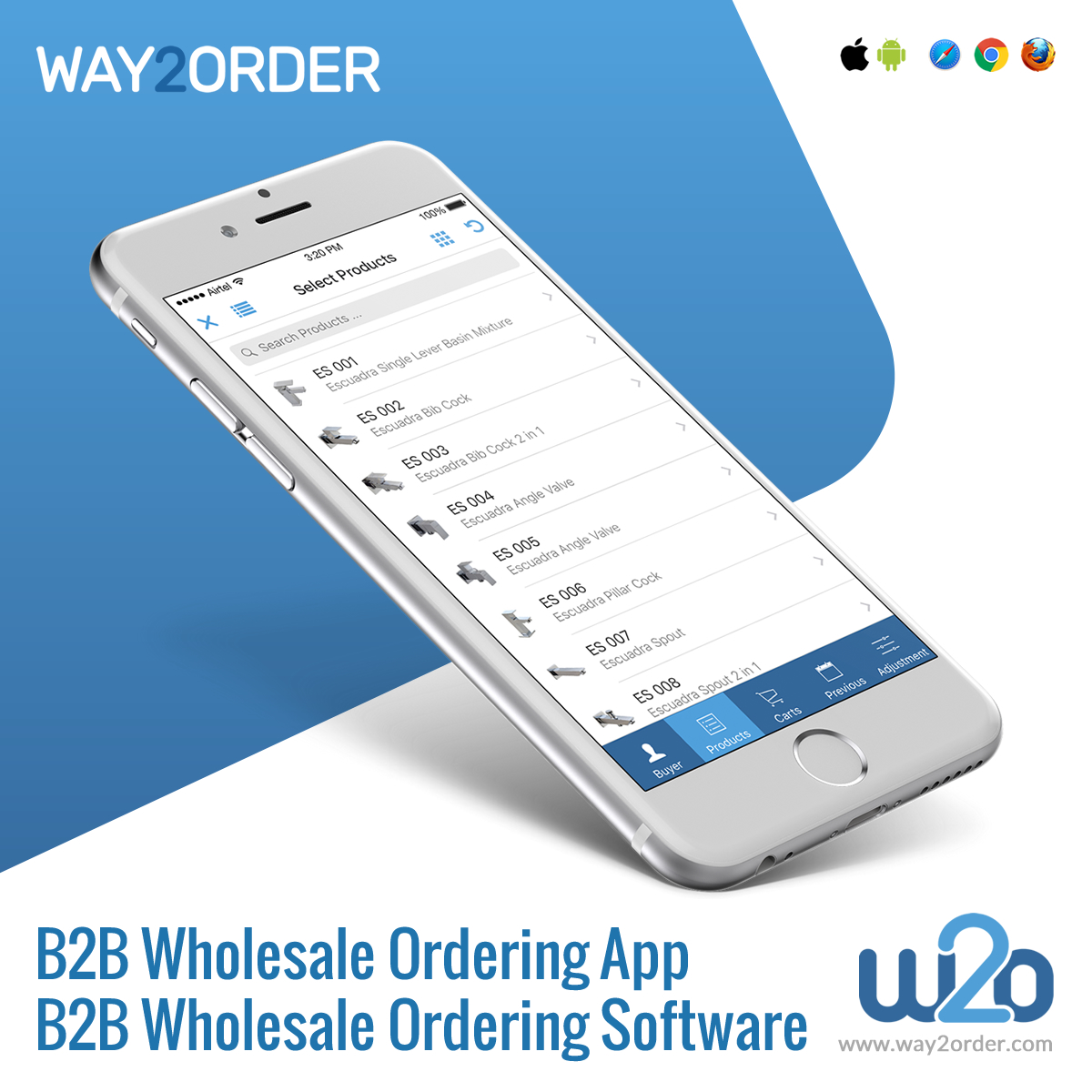 Way2Order B2B Wholesale Ordering App / Software / Portal