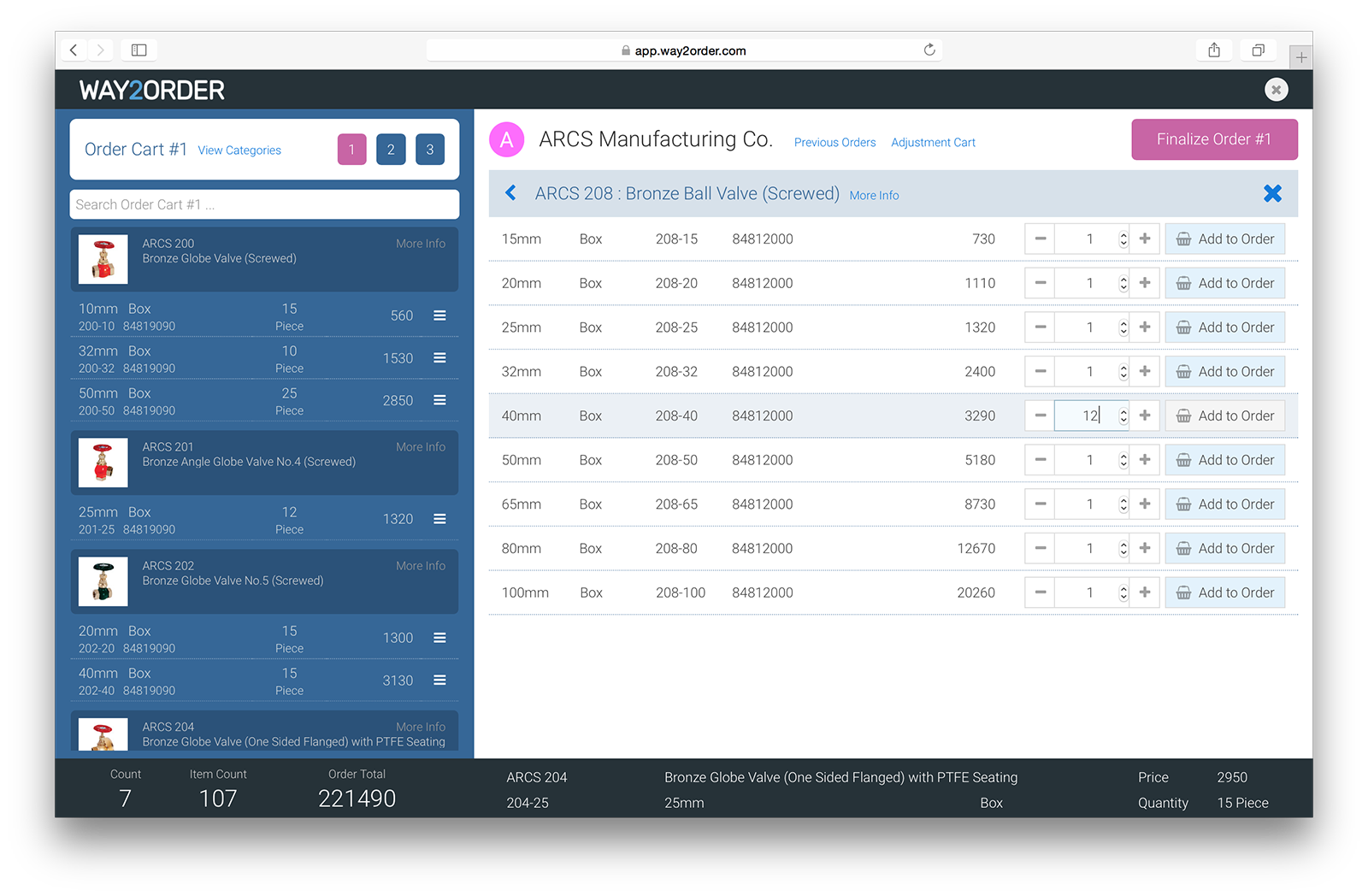 Mobile Sales App / Order Entry Product Catalog