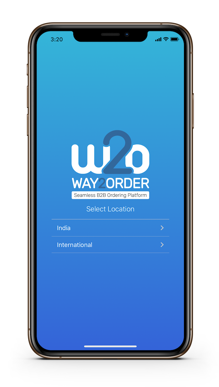 Way2Order B2B Ordering App : Login Screen