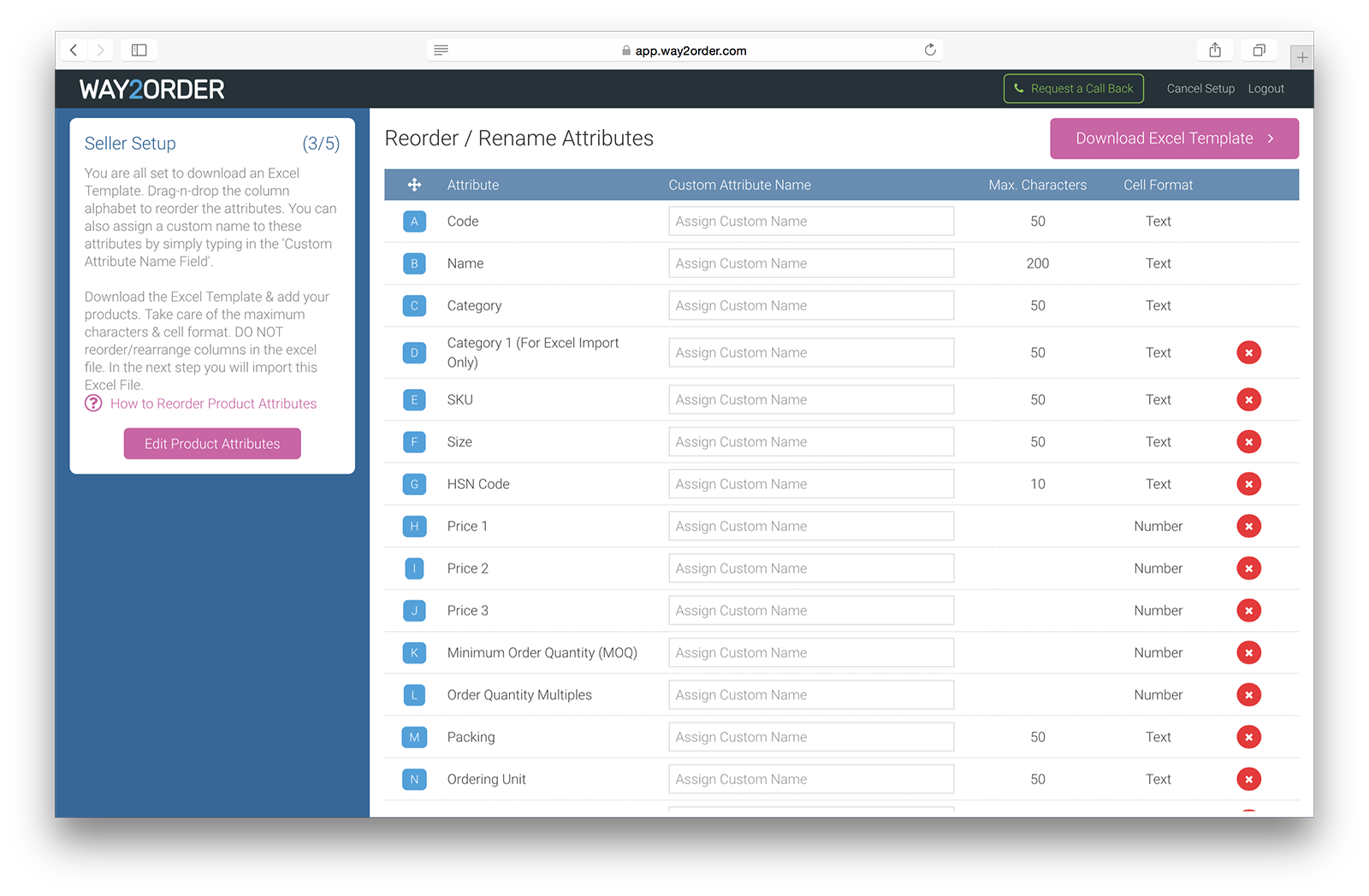 Way2Order B2B Ordering App : Reorder Product Attributes