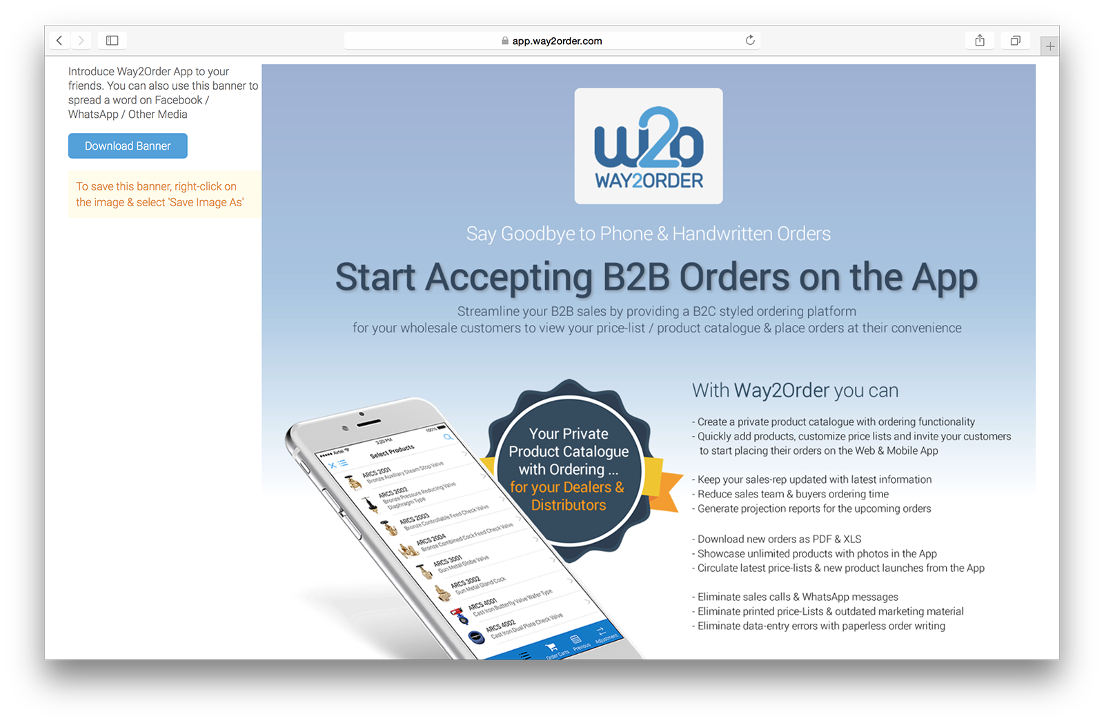 Way2Order App : Seamless B2B Ordering Platform